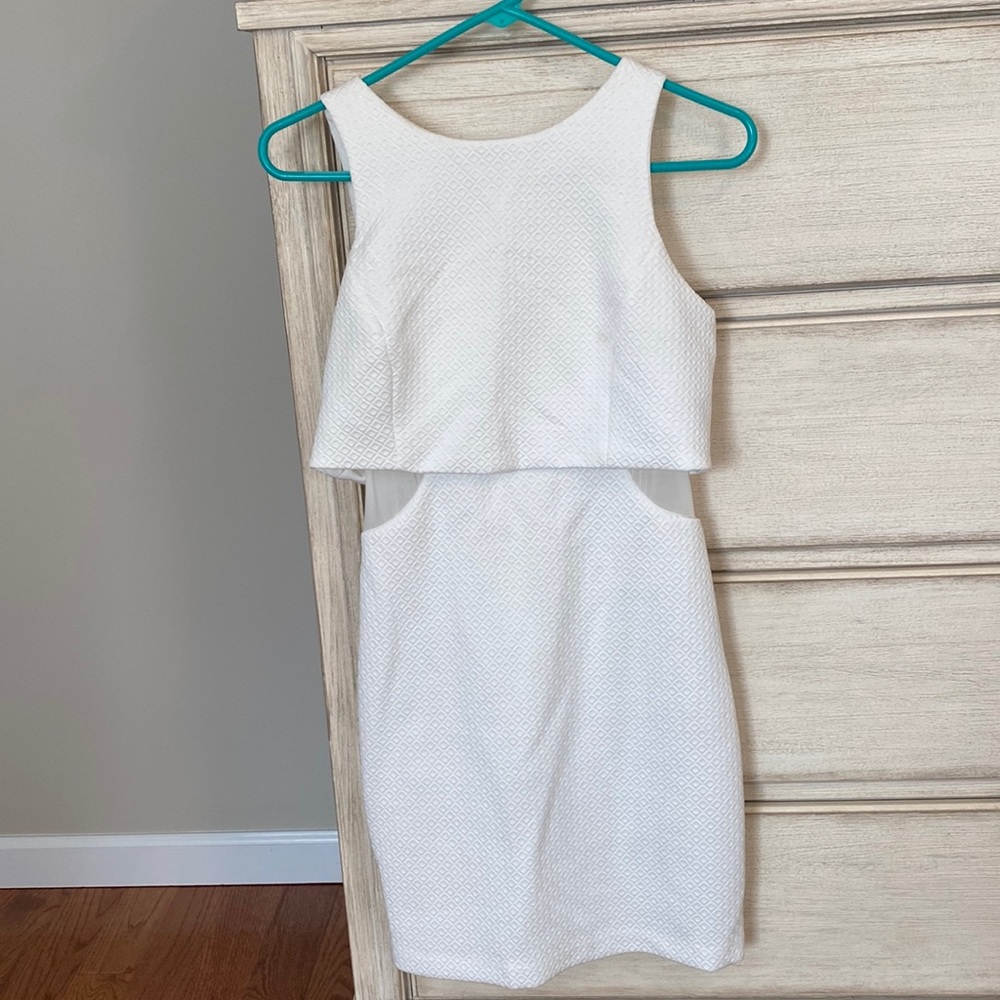 Cute white dress with side mesh cut outs